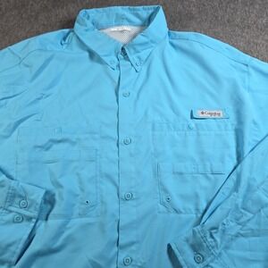 Columbia PFG Shirt Mens 2XL Blue Tamiami II Long Sleeve Vented Fishing FM7253